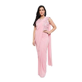 Baby Pink saree with hand embroidry blouse at Rs.2299